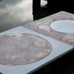 CIRCLES, 2009; A.F.Borzacchini; reclaimed table tops; stucco, cocciopesto, concrete, epoxy resin