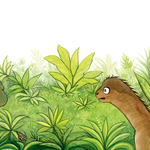 Illustration aus "Ein kleiner Dino sucht einen Freund", Loewe Verlag, siehe Kinderbücher