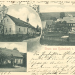 Eine Postkarte aus dem Jahr 1909. Links ist die im Jahr 1900 erbaute Schule des Ortes Kaltenbach zu sehen.