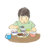 食事をしている子供のイラスト