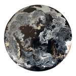 Mineral cut, Black Tourmaline, 2024, mixed media on wood, resin, diam. 45,5 cm