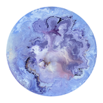 Mineral cut, Amethyst, 2024, mixed media on wood, resin, diam. 45,5 cm