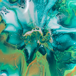 Blume, Acryl, Resin, Pouring auf Holz, Untersetzer 11 x 11 cm