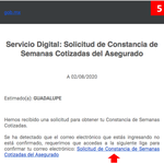 Te llegara esto a tu correo electrónico, selecciona el enlace azul para descargar tus semanas