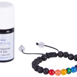 Regenbogen Kinder Duftset: Aromaarmband mit Lavasteinen und 6 Halbedelsteinen, 5ml Mandarine rot. Preis: 12,80€ statt 18,70€