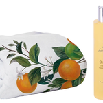 Happy Sunshine: Orange Dusch- und Haarshampoo 200ml, Sonnenöl LSF30 50ml, 1 Stück Badetuch mit Orangen Aquarell 100 x 160cm. Preis: 59,80€ statt 74,40€