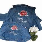 spijkerjasjes voor bruid en bruidsmeisje, verrassend detail, aim your wedding