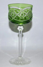Val St. Lambert Weinglas Kristall grüner Überfang Sternschliff H. 18,0 cm, € 85,00