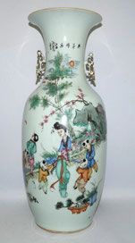 Große chinesische Porzellan Vase Qing-Dynastie Famille Verte handgemalt H. 57 cm, € 650,00