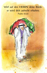 christliche Karten, Lastenträger, Psalm 55,23, wirf auf den Herrn deine Bürde