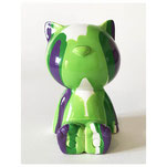Statuette chat polyrésine résine assis statue vert vert-foncé violet blanc