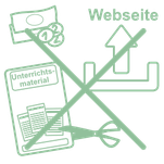 grünes Icon: alle Grafiken sind durchgestrichen, Geld für Verkaufen, eine Blatt an dem das Logo weggeschnitten wird, ein Zeichen für Upload 