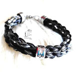 Pferdehaararmband ,  2 getrennt geflochtenen Strängen, Perle