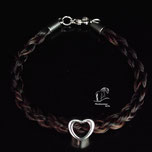  Pferdehaararmband rund, offene Herz-Perle