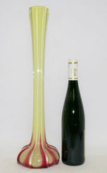 Langezogene Murano Glas Stangenvase gelb-rot acht Rippen H. 49,5 cm, € 180,00