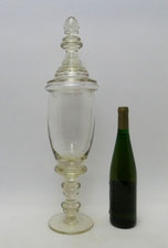 XXL Pokal Glasvase mit Deckel, mundgeblasen Höhe c. 58 cm Handarbeit Klarglas,€ 220,00