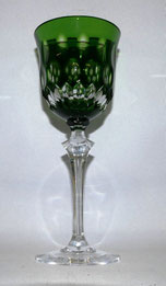 Kristall Weinglas Dorotheenhütte "Preludio" grüner Überfang Lupenschliff H.22 cm, € 48,00