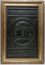 Historismus Wandtafel, Relief, Indianerkopf, handgeschnitzt, Eiche , € 650,00