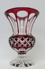 WMF "Cristal Kabinet" Kristallglas Vase, Roter Überfang, handgeschliffen,H. 22,6, € 125,00