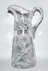 Kristallglas Kanne Saftkanne handgeschliffen Schleuderstern Kerbschliff H.29 cm, € 85,00