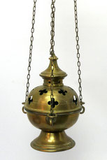 Weihrauchschwenker Rauchfass Messing Kirche Lithurgie um 1900 H. 63,5 cm, € 160,00