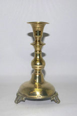 Messing Kerzenleuchter 18. Jahrh. handarbeit drei Füße nodierter Schaft 18,5 cm, € 210,00