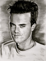 robbie williams charcoal portrait drawing