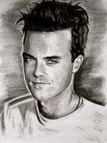 robbie williams charcoal portrait drawing