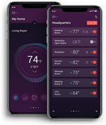 Application mobile de domotique pour contrôler la température de plusieurs pièces dans un bâtiment résidentiel ou tertiaire, avec gestion centralisée du chauffage pièce par pièce