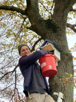 Nistkastenreinigung (Foto: NABU Lindhorst/D. Wagner)