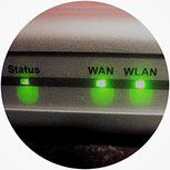LED Leuchten am Router blinken