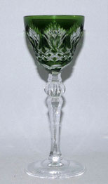 Peill & Putzler Kristall Likörglas grün überfangen Palmettenschliff H. 15,5 cm, € 45,00