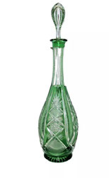 Val. St. Lambert Krisrall Glas Karaffe grün überfangen geschliffen H. 41,0 cm, € 280,00