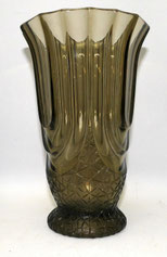 ART-DECO Rauchglas Vase Verreries de Scailmont Henri Heemskerk LUXOR H. 24 cm, € 130,00