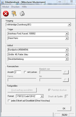 Screenshot Modul Etikettendruck