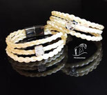 Pferdehaararmband-3 Strängen-Glitzer Perle-Edelstahl
