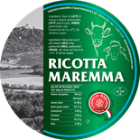 ricotta maremma mixed with cream produced with milk from cow and sheep fresh light italian tuscan cheese tuscany italy label