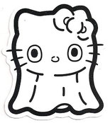 PEGATINA/STICKER - DIBUJOS ANIMADOS - HELLO KITTY (FANTASMA) 6,5 CM X 5,8 CM (NUEVA) 1,20€.