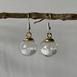 Druckatelier46 Ohrschmuck Glaskugeln Konfettisterne weiss