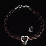 Pferdehaararmband-offene Herzperle-Karabinerverschluss-Edelstahl