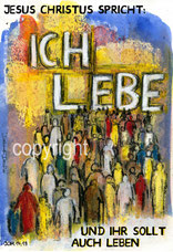 christliche Karten, ich lebe und ihr sollt auch leben Ostern