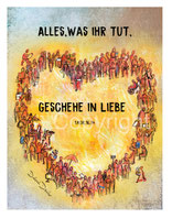 christliche Karten, Jahreslosung 2024 Alles was ihr tut, geschehe in Liebe Herz viele Menschen