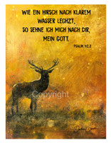 christliche Karten, Psalm 42,2 Hirsch 