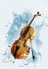 Violine mixed media fotografie und aquarell