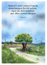 christliche Karten, Psalm 91,11 denn er hat seinen engeln deinetwegen befehl