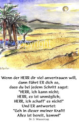 christliche Karten Wüste, Oase
