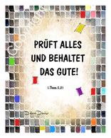 christliche Karte,Jahreslosung 2025, Prüft alles und behaltet das Gute,1.Thessalonicher.5,21