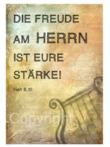 christliche Karten, Davidsharfe die Freude am Herrn ist eure stärke