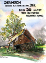 christliche Karten, dennoch bleibe ich stets an dir, schiefes Haus