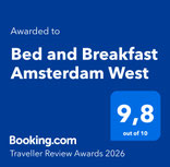 guest review award bed and breakfast amsterdam west -  9.5/10 #GuestsLoveUs